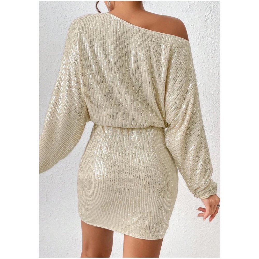 Sequin One Shoulder Evening Holiday Party Sexy Dress - Picture 9 of 13
